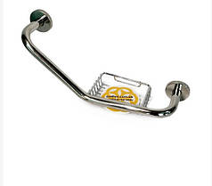 Поручень для ванної, кутової з мильницею, 22.5х22.5x10 см, D19 мм Sanpreis