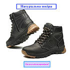 Зимові черевики для підлітка натуральна шкіра хутряна підстилка теплі зимові високі черевики шнурки блискавка, фото 2
