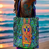 Шопер сумка молодіжна з оригінальним сяючим принтом міська Fluranet,