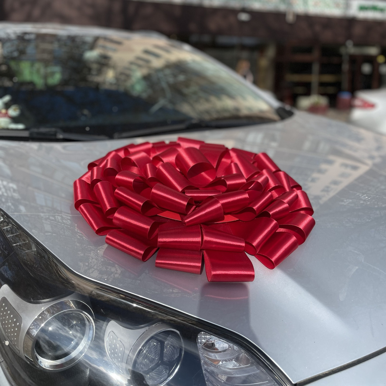 Бант атласний на автомобіль, червоний, 50см, фото 1