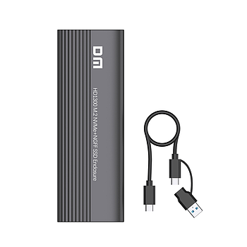 Зовнішня кишеня для M2 SSD NVMe (PCIe) та NGFF (Sata) USB 3.2 Gen2 Type-C DM HD1300 Original