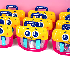 Пакет сумочка портфель ортфель з ручкою жовтий дитячий для солодощів, подарунків із зіп застібкою 16х19х5 см