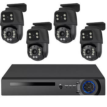 Система відеоспостереження на 4 камери з 2 об'єктивами Dvr kit 4 ch Комплект камер зовнішнього відеоспостереження
