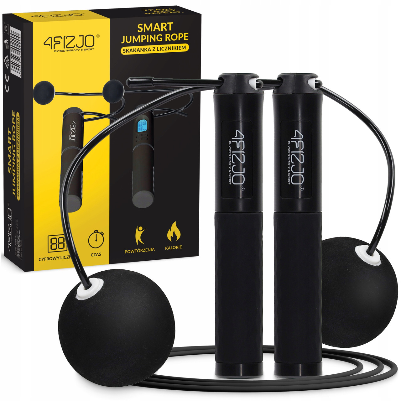 Скакалка з лічильником 4FIZJO 2 в 1 дротова/бездротова Black (P-5905973402200)