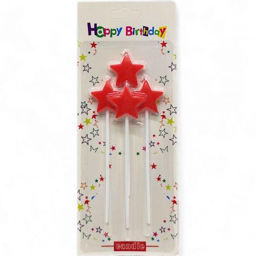 Набір свічок для торта "Зірочки" 4шт (14 см) мікс видів, фото 1