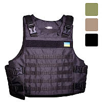 Плитоноска з установкою бічного та кевларового захисту Kirasa піксель Оксфорд MOLLE R_1649 Чорний