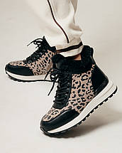 Черевики на танкетці Lola Andy 9761 36 чорний леопард шкіра хутро, фото 2