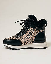 Черевики на танкетці Lola Andy 9761 36 чорний леопард шкіра хутро, фото 3