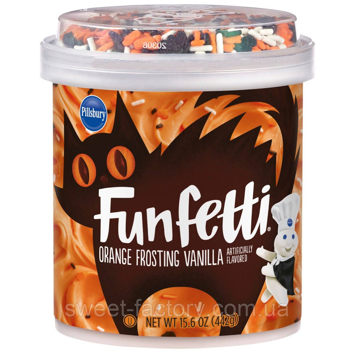 Глазур для десертів Pillsbury Funfetti Halloween Orange Vanilla Frosting 442g