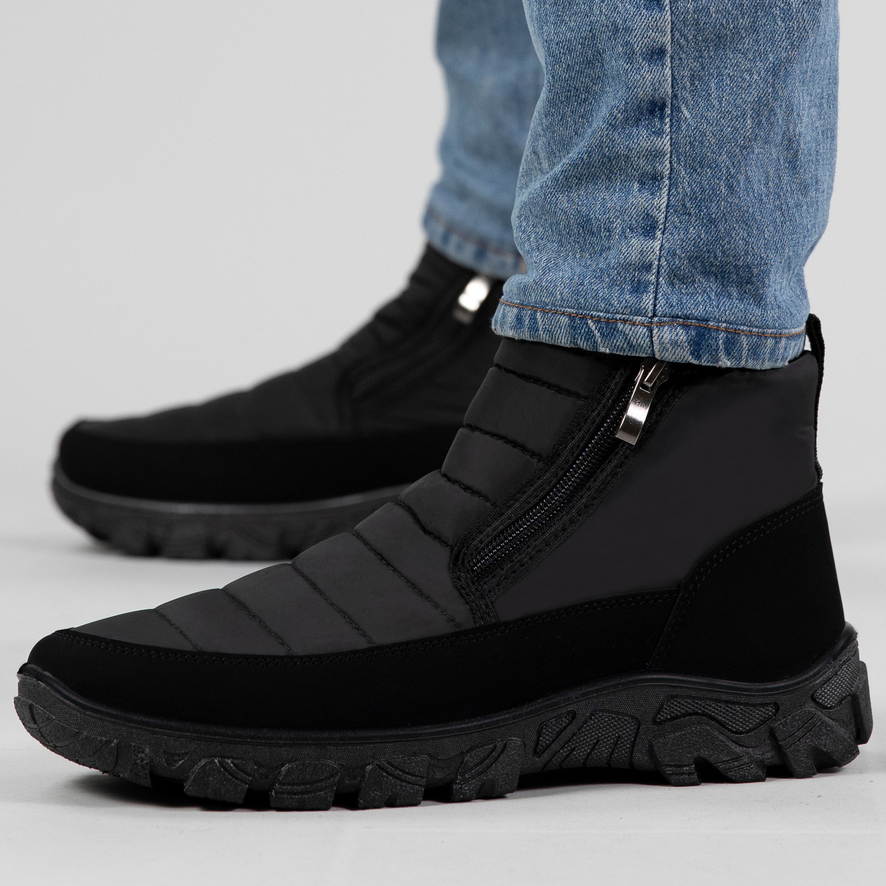 Короткі дутики чоловічі зимові чорні (014)