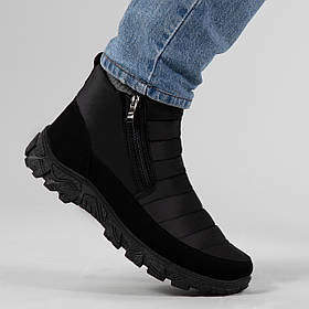 Зимові дутики чоловічі з хутром чорні (014)