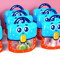 Пакет сумочка портфель ортфель з ручкою Блакитний дитячий для солодощів, подарунків із зіп застібкою 17х17х5 см