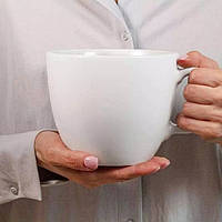 Велика порцелянова чашка біла для чаю Lubiana Jumbo 1000 мл L1600 Чашка порцелянова для сервірування