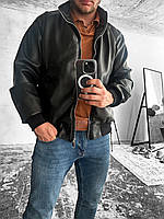 Шкіряна куртка чоловіча чорного кольору сезон осінь весна SHOP OP