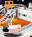 Дитяча ігрова траса трек космічна станція 128 деталей із супутниками шатлами та космонавтами конструктор, фото 3