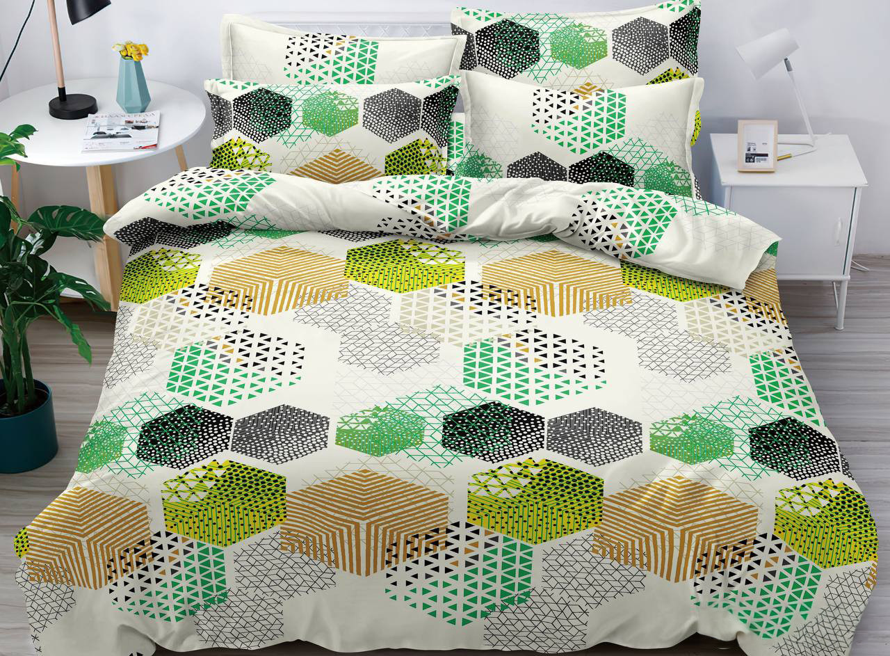 Простирадло 150х220 (Сатин) | Полуторне простирадло від виробника "Королева Ночі" | Різнокольорова абстракція на світлому, фото 1