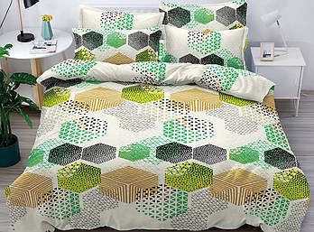 Простирадло 150х220 (Сатин) | Полуторне простирадло від виробника "Королева Ночі" | Різнокольорова абстракція на світлому