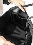 Велика жіноча чорна сумка шопер містка, з двома ручками, матова екошкіра, фото 10