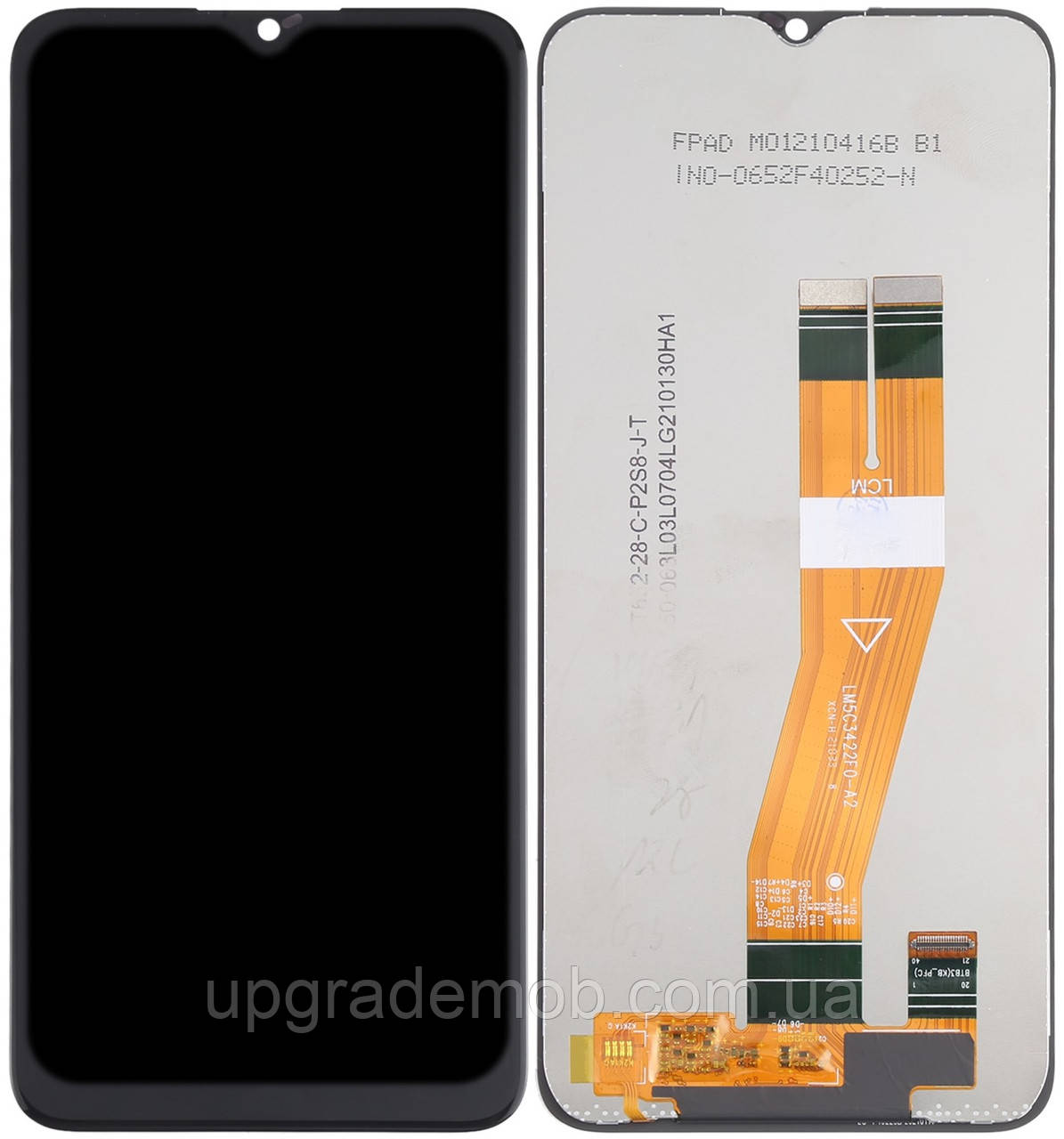 Дисплей модуль тачскрин Samsung A037G Galaxy A03s чорний 163 x 72 mm з жовтим шлейфом оригінал