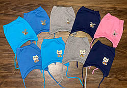 Шапка дитяча трикотажна подвійна із зав'язками 6-9 місяців 46-48