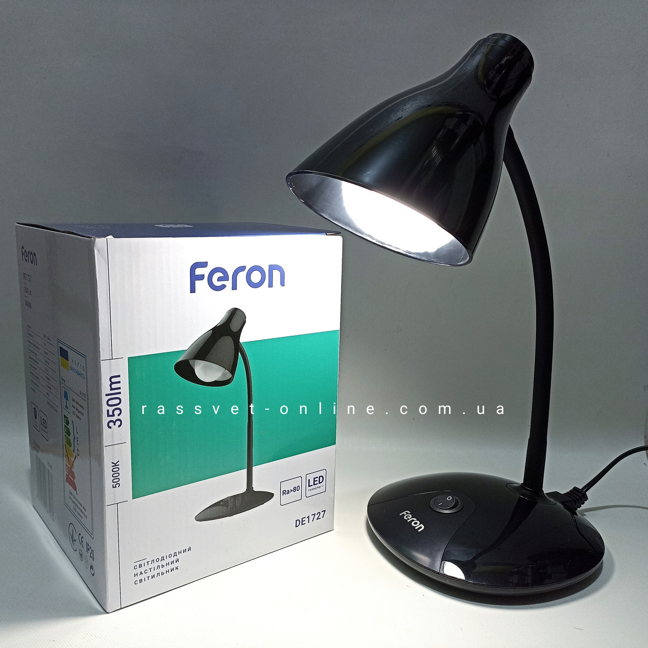 Світлодіодна настільна лампа Feron DE1727 7W 5000K 350Lm чорна