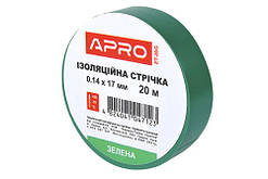 Ізоляційна стрічка зелена 0.14х17мм 20 м (пачка, красно 10 шт.) APRO ET-20G