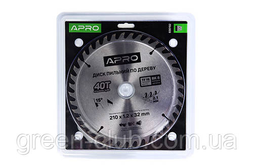 Диск пильний по дереву 210х32(30)х40Т APRO 830192, фото 1