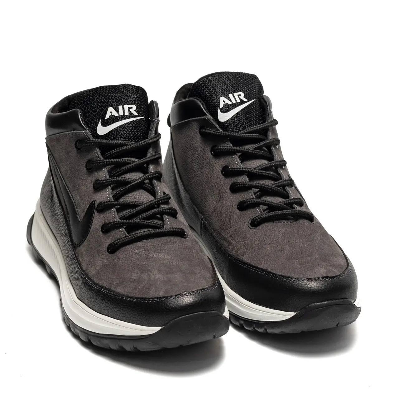 Чоловічі зимові шкіряні черевики, кросівки Air Max Grey