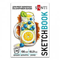 Скетчбук А5 Santi Fresh 30 аркушів склейка 130г/м2 743211