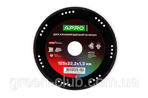 Диск алмазний для металу 125х1.3х22.2 APRO 830076, фото 1