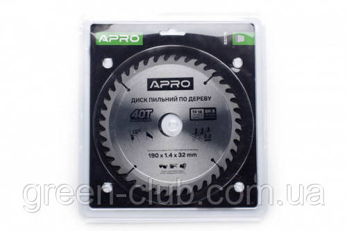 Диск пиляльний для дерева 190х32х40T APRO 830175, фото 1