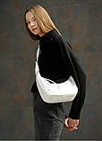 Модна жіноча сумка хобо наплічна, через плече з довгим ремінцем, матова еко-шкіра + гаманець чорна / біла, фото 3
