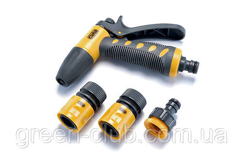 Набір: пістолет-розпилювач, конектори для шланга 1/2: 1/2 аквастоп, 1/2, адаптер 1/2+3/4 СИЛА 551282, фото 1