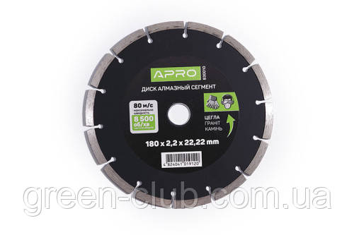 Диск відрізний для бетону 180х2,2х22,22мм (22-24%) Сегмент APRO 830010, фото 1
