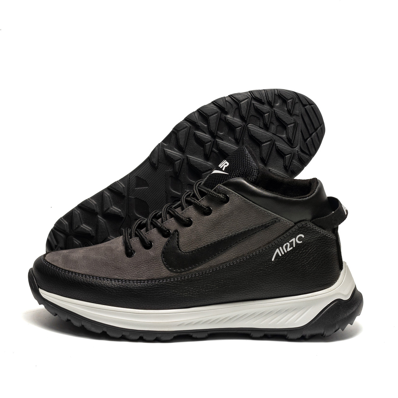 Чоловічі зимові шкіряні черевики Air Max Grey, фото 1