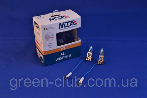 Лампа автомобільна H3 12 V 55 W PK22S ALL WHEATHER (2 шт.) (ближна/дальна, протитуманна) MTA 80315 AWB2), фото 1