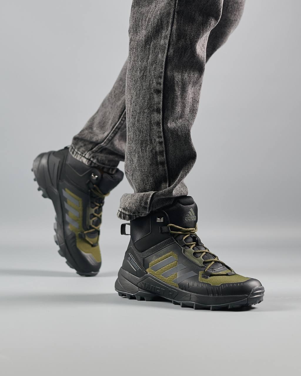 Чоловічі кросівки Adidas Terrex Swift R Termo Army Green, кеди водонепроникних. текстиль нейлон. Чоловіче взуття