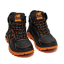 Підліткові дитячі зимові черевики New Balance Winter NB Orang шкіряні, чорні з оранжевим