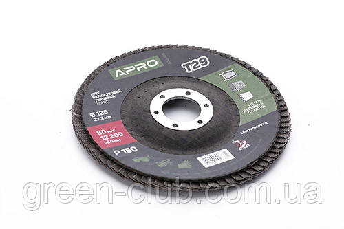 Круг пелюстково-торцевий Р150 конус 125 мм (Т29) (КЛТ) APRO 830468, фото 1