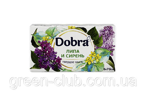 Мило туалетне тверде косметичне 5*70 г екопак ТМ Dobra Бузок і липа 081136