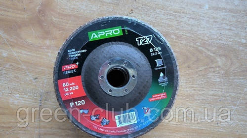 Круг пелюстково-торцевий керамічний Р120 прямий 125х22.2мм (Т27) (КЛТ) APRO PRO 830501, фото 1