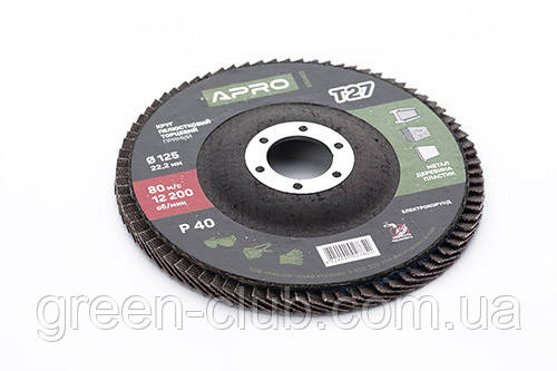 Круг пелюстково-торцевий Р40 прямий 125 мм (Т27) (КЛТ) APRO 830453, фото 1