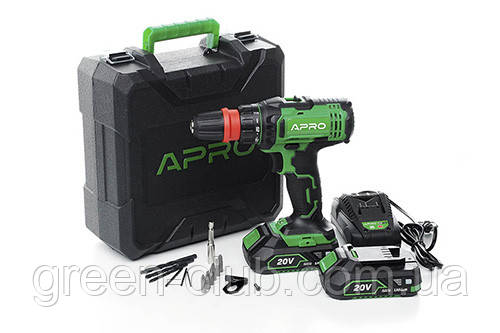 Дриль-шурупокрут, швидкознімання APRO 20 В, 2 А, 20DC, 2 АКБ, ЗП, кейс 895031, фото 1