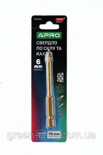 Свердло для скла та кахлю 4 грані HEX 6 мм PRO APRO 825009, фото 1