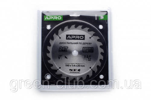 Диск пиляльний для дерева 190х20х24T APRO 830169, фото 1