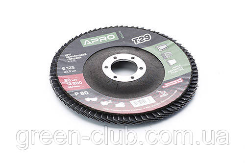 Круг пелюстково-торцевий цирконієвий Р80 конус 125 мм (Т29) (КЛТ) APRO 830475, фото 1