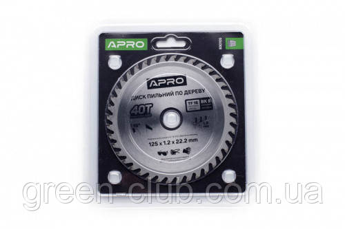 Диск пиляльний для дерева 125х22,2х40Т APRO 830105, фото 1
