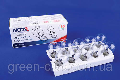 Лампа автомобільна 24V 21W Ba15s P21W (показники повороту перед, зад, стоп-сигнали, габарити, ліхтарі заднього