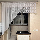 Біла тюль на кухню. Арка для кухні. Біла кухонна тюль. Готова коротка тюль. Готова тюль на кухню, фото 2