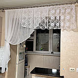 Біла тюль на кухню. Арка для кухні. Біла кухонна тюль. Готова коротка тюль. Готова тюль на кухню, фото 9